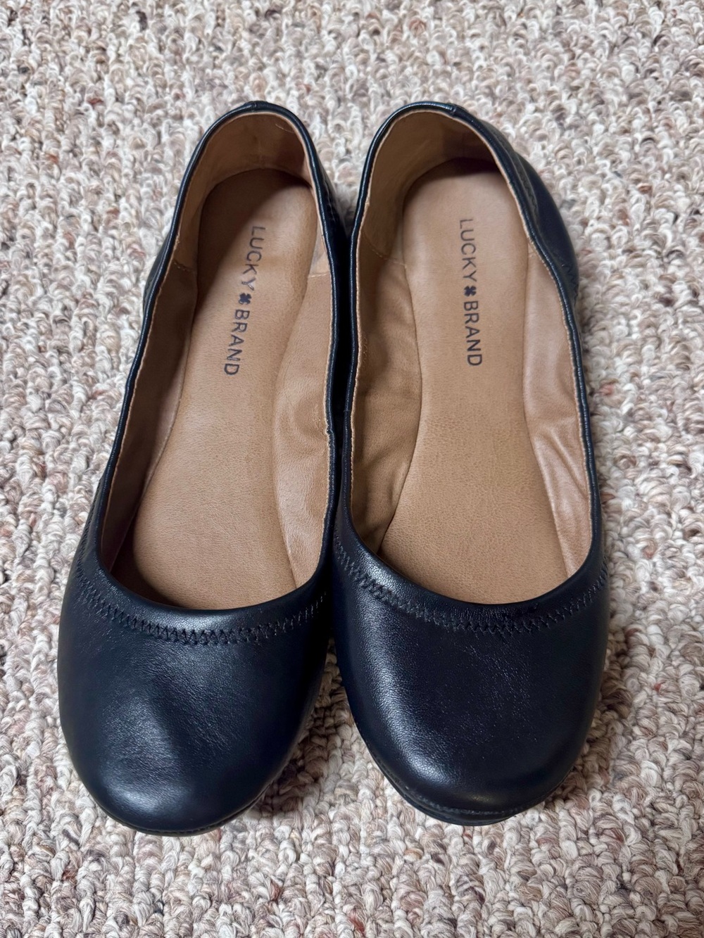 Lucky Brand Black Ballet Flats Size 10 Round Toe Comfort Slip On Shoes